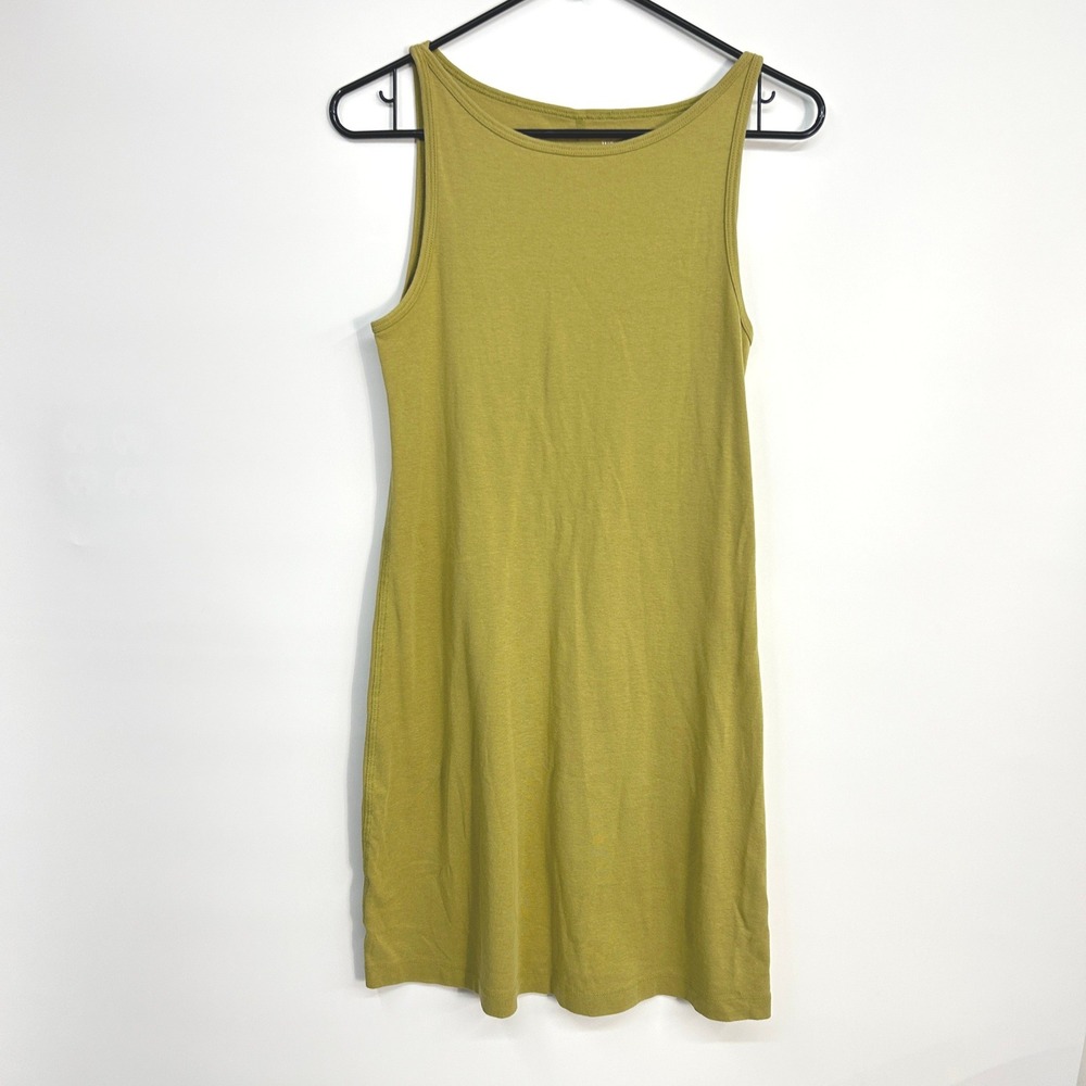 Workshop Earthy Tank Dress High Neck 100% Cotton Medium Chartreuse Green Capsule